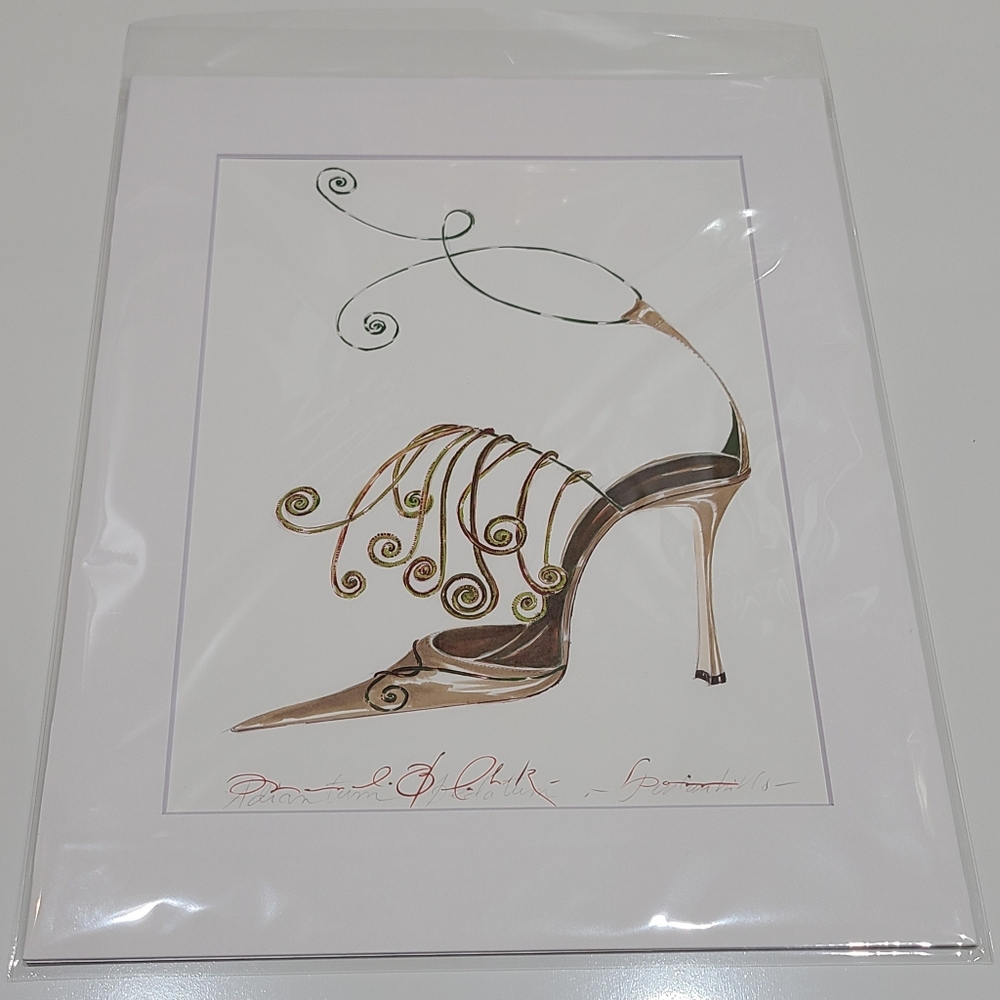 New Manolo Blahnik art print matted white 11 X 14
